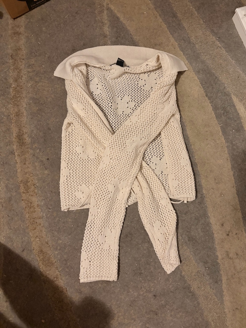 Forever 21 Cream Open-Knit Wrap Cardigan